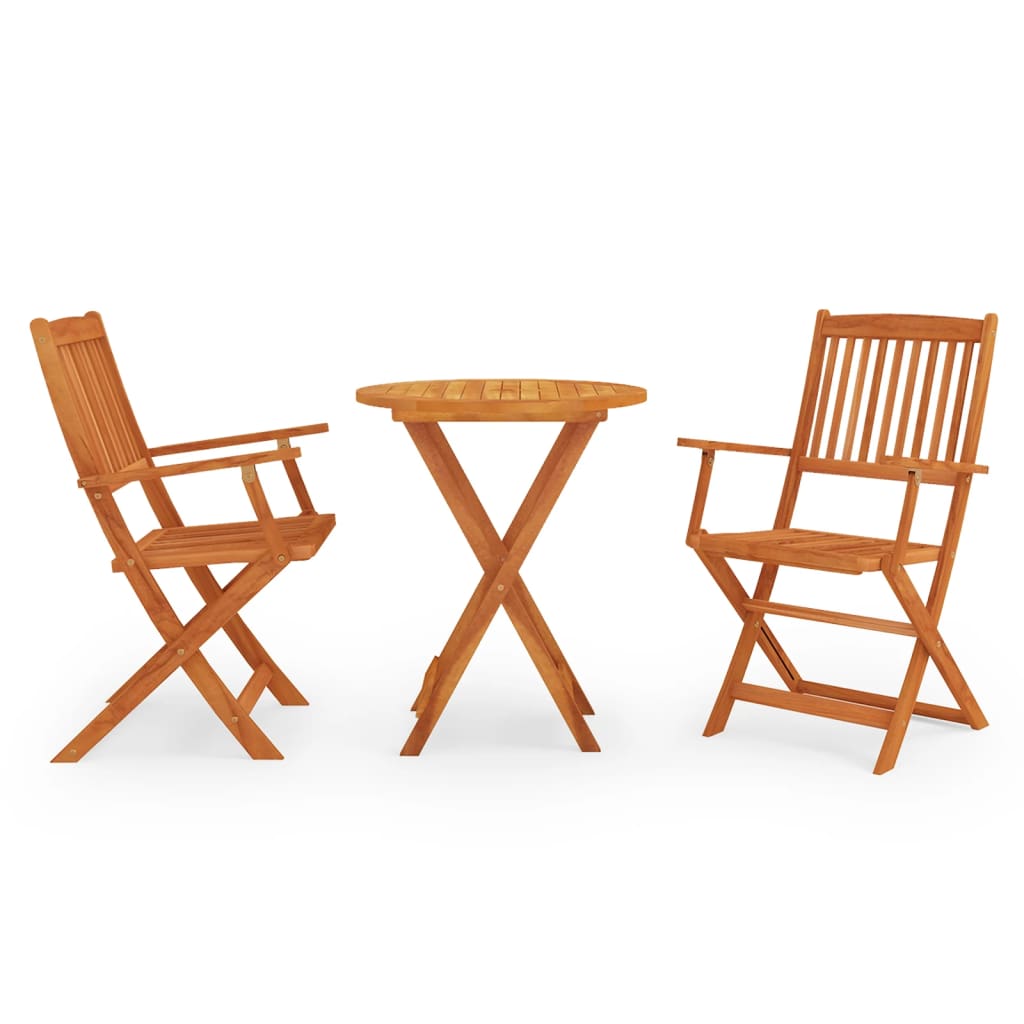 Berkfield 3 Piece Folding Outdoor Dining Set Solid Eucalyptus Wood