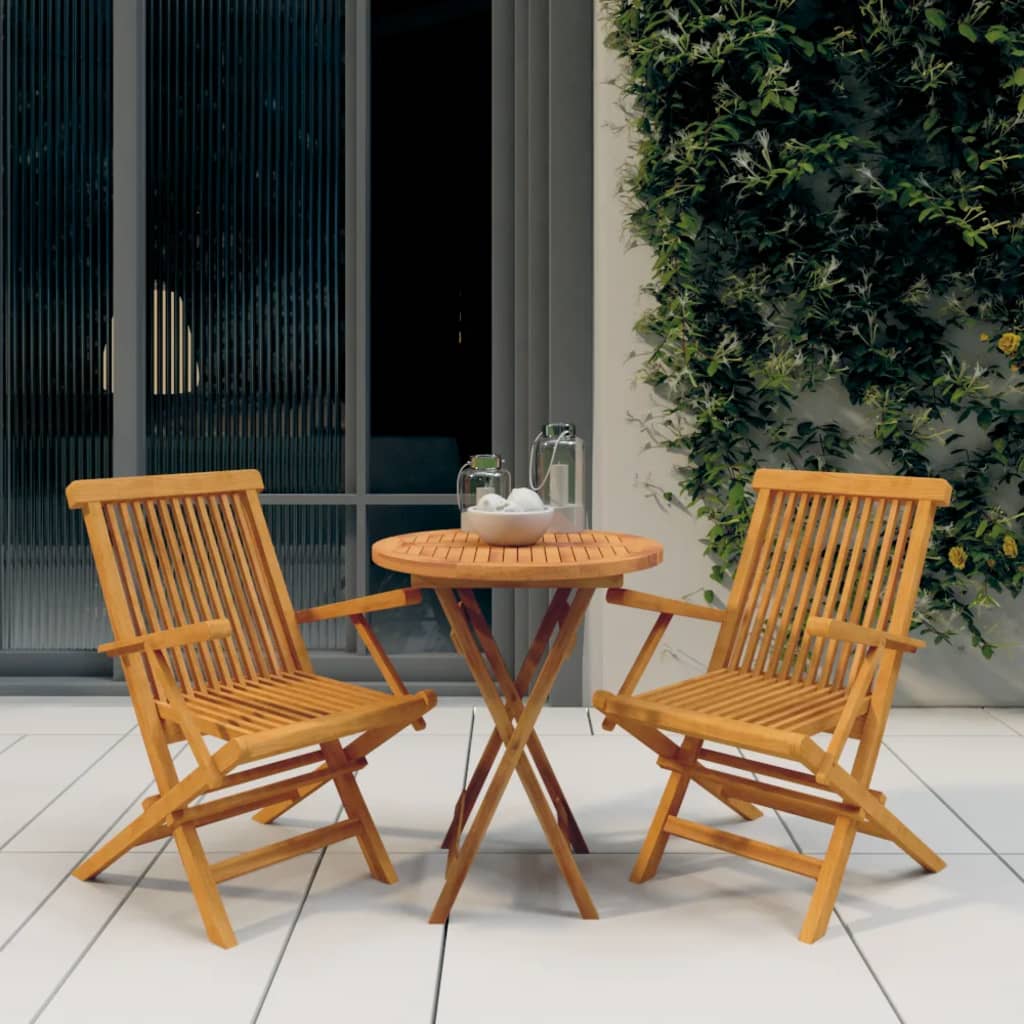 Berkfield 3 Piece Garden Dining Set Solid Wood Teak