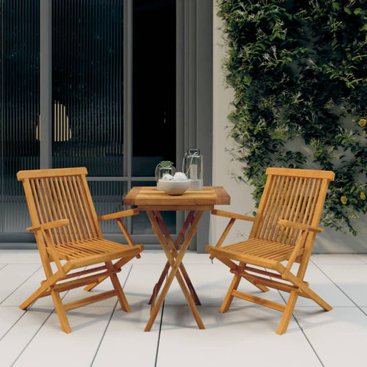 Berkfield 3 Piece Garden Dining Set Solid Wood Teak