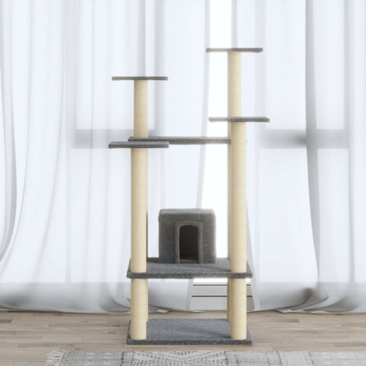 Berkfield Cat Tree with Sisal Scratching Posts Light Grey 110 cm