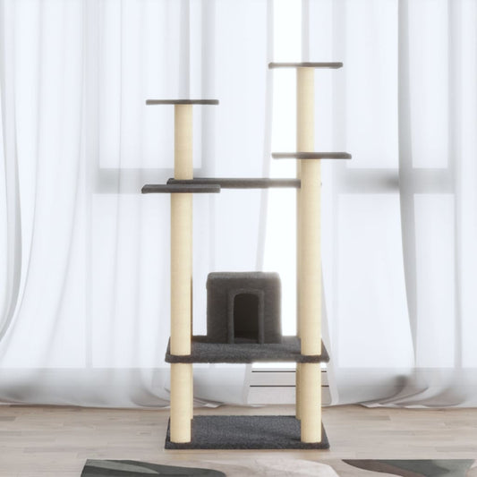 Berkfield Cat Tree with Sisal Scratching Posts Dark Grey 110 cm