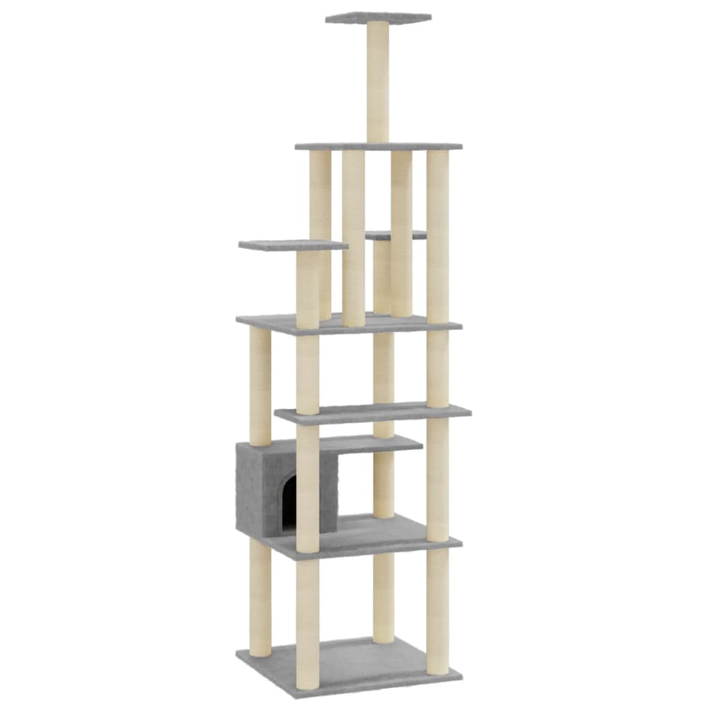 Berkfield Cat Tree with Sisal Scratching Posts Light Grey 183 cm