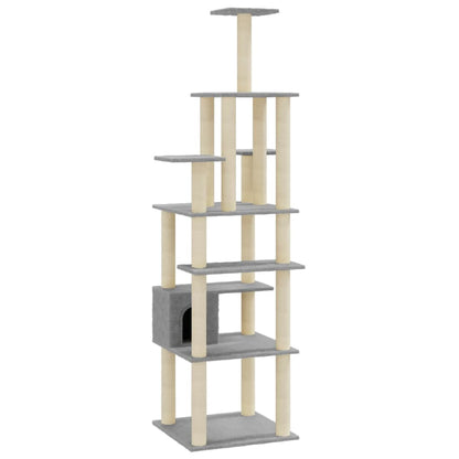 Berkfield Cat Tree with Sisal Scratching Posts Light Grey 183 cm