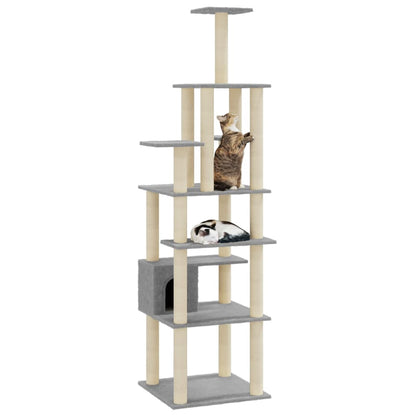 Berkfield Cat Tree with Sisal Scratching Posts Light Grey 183 cm