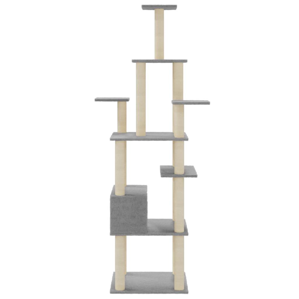 Berkfield Cat Tree with Sisal Scratching Posts Light Grey 183 cm
