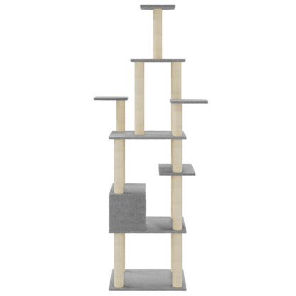 Berkfield Cat Tree with Sisal Scratching Posts Light Grey 183 cm