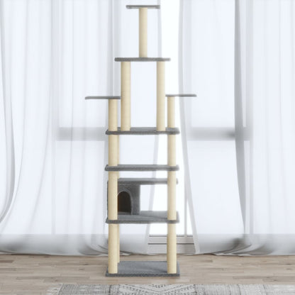 Berkfield Cat Tree with Sisal Scratching Posts Light Grey 183 cm