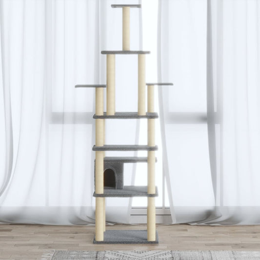 Berkfield Cat Tree with Sisal Scratching Posts Light Grey 183 cm