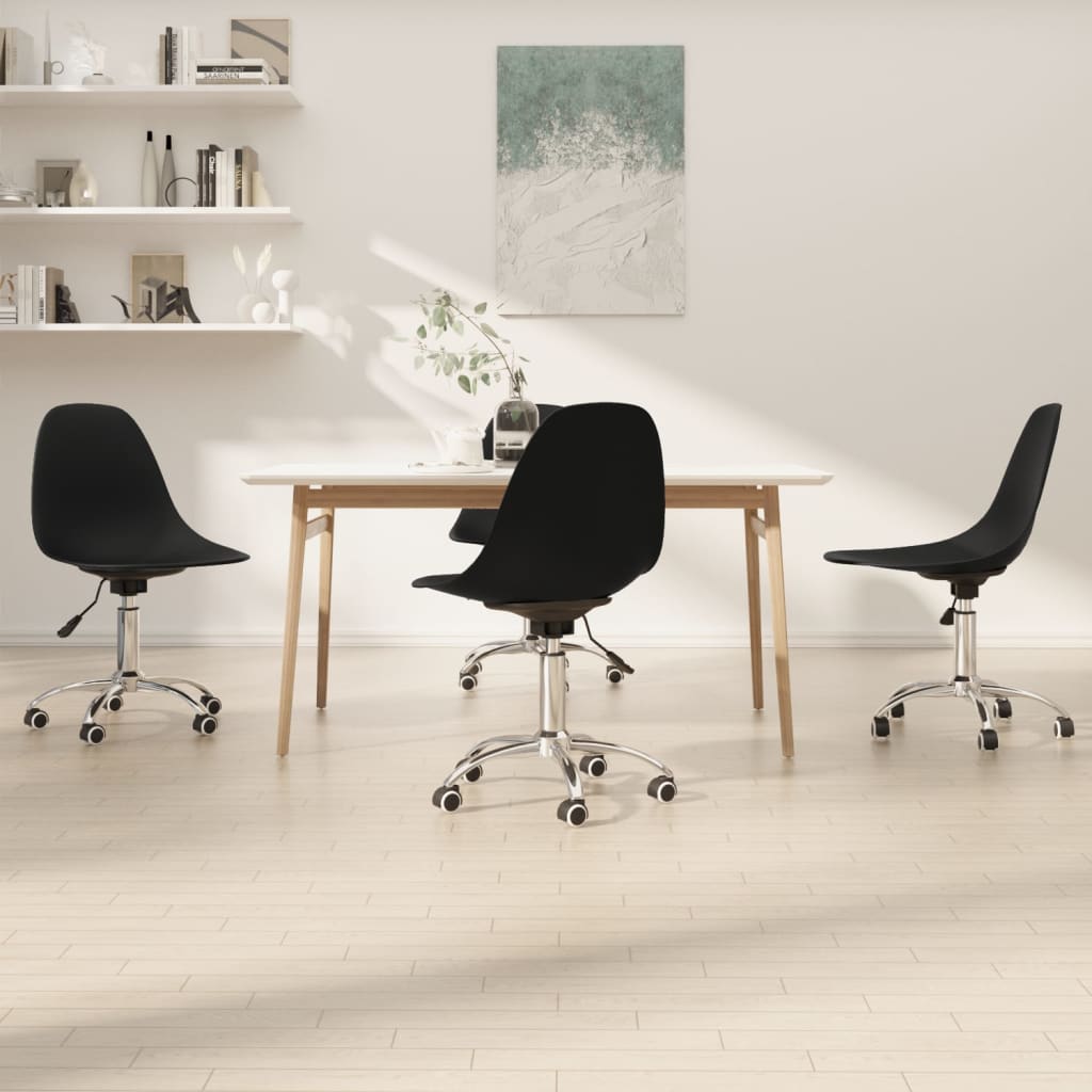 Berkfield Swivel Dining Chairs 4 pcs Black PP