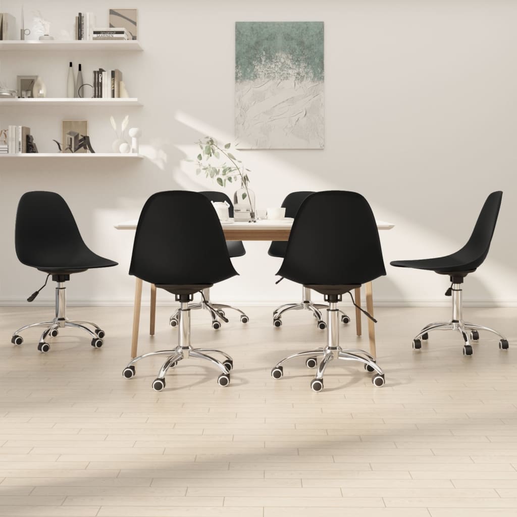 Berkfield Swivel Dining Chairs 6 pcs Black PP
