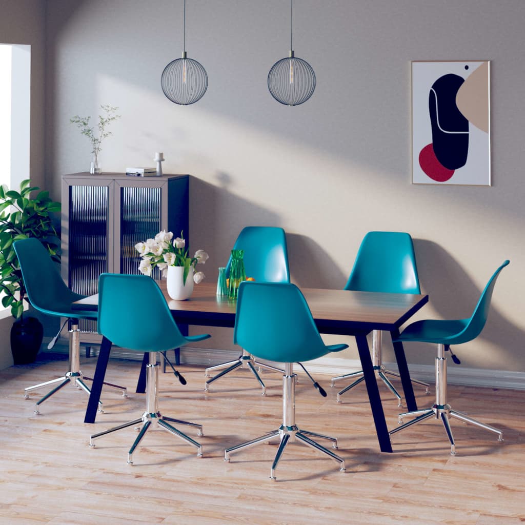 Berkfield Swivel Dining Chairs 6 pcs Turquoise PP