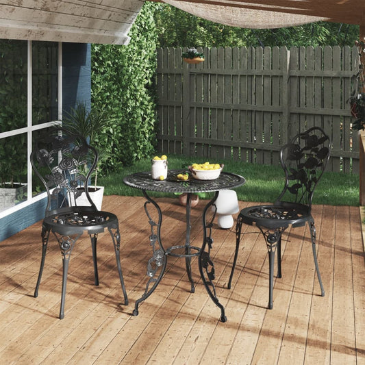 Berkfield 3 Piece Bistro Set Cast Aluminium Black