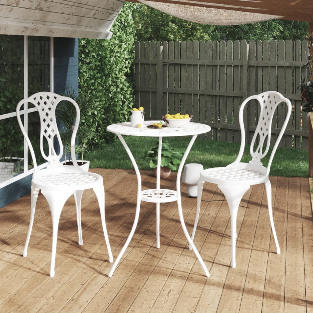 Berkfield 3 Piece Bistro Set Cast Aluminium White