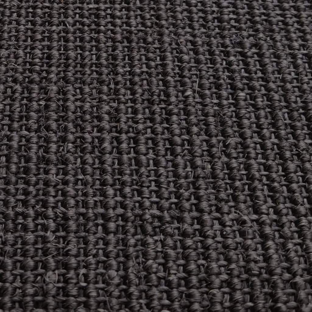 Berkfield Rug Natural Sisal 66x150 cm Black