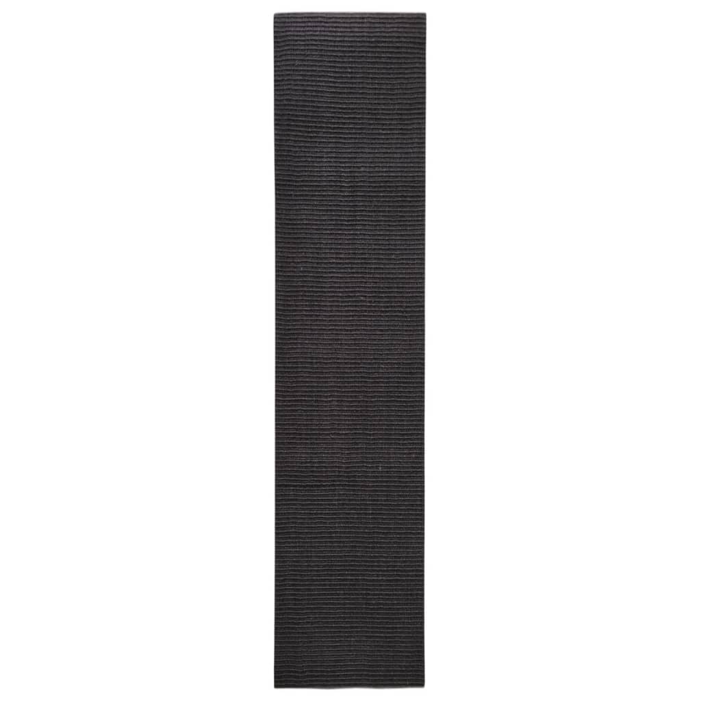 Berkfield Rug Natural Sisal 66x300 cm Black
