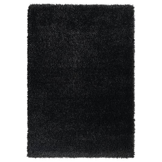 Berkfield High Pile Shaggy Rug Black 140x200 cm 50 mm