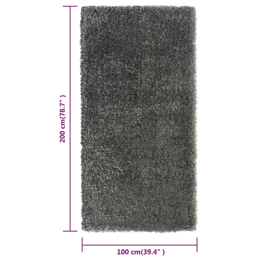 Berkfield High Pile Shaggy Rug Anthracite 100x200 cm 50 mm