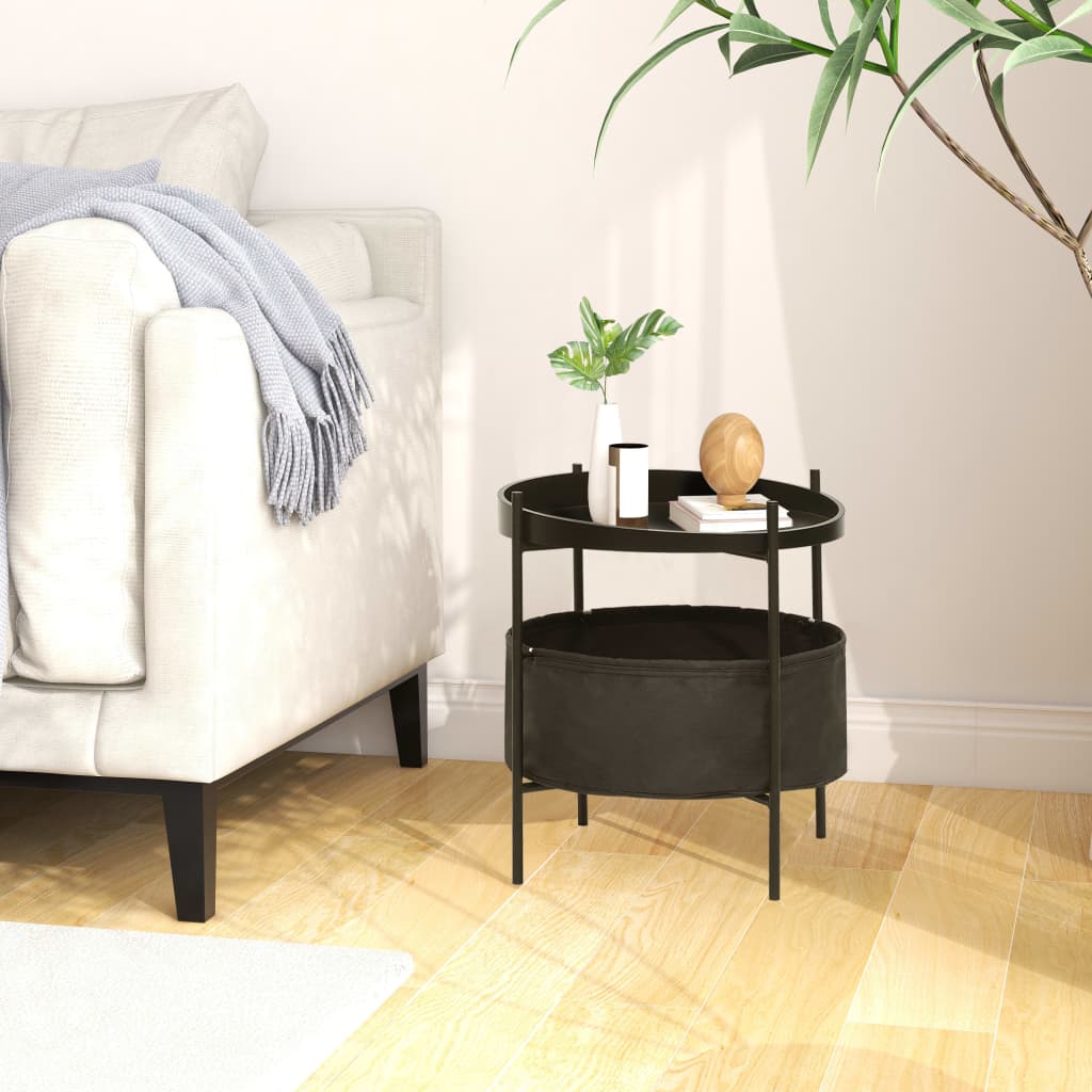 Berkfield Side Table with Basket 40x40x45.5 cm Black