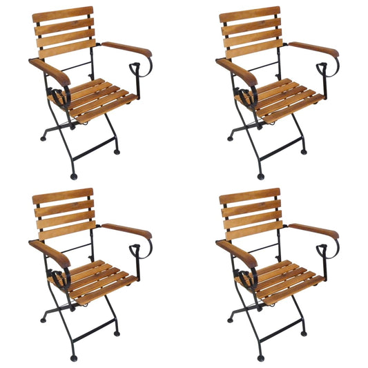 Berkfield Folding Garden Chairs 4 pcs Steel and Solid Wood Acacia