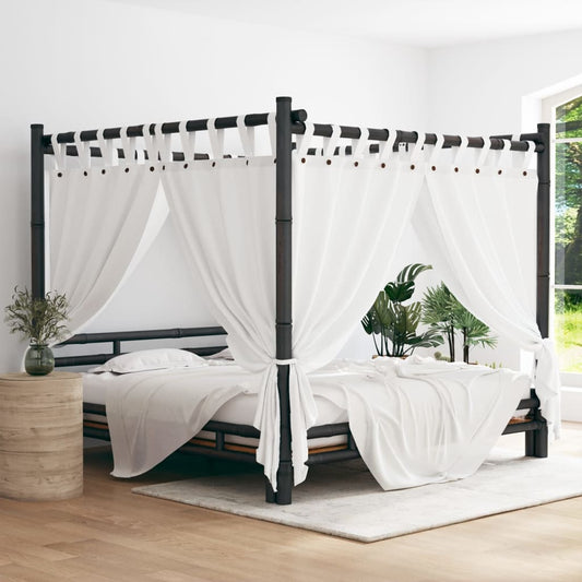 Berkfield Canopy Bed Dark Brown 200x200 cm Bamboo
