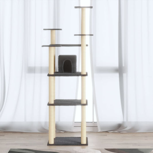 Berkfield Cat Tree with Sisal Scratching Posts Dark Grey 171 cm
