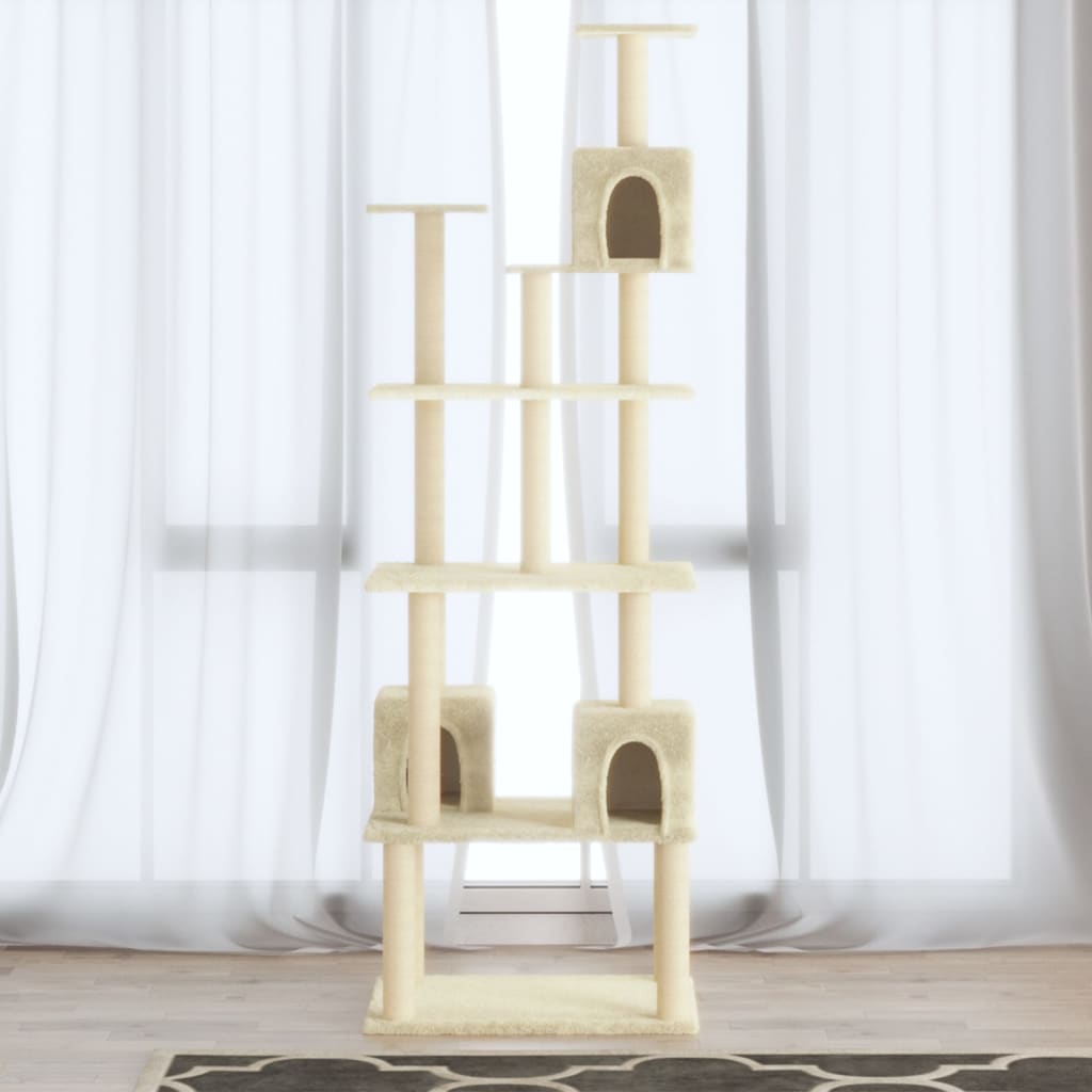 Berkfield Cat Tree with Sisal Scratching Posts Cream 188 cm