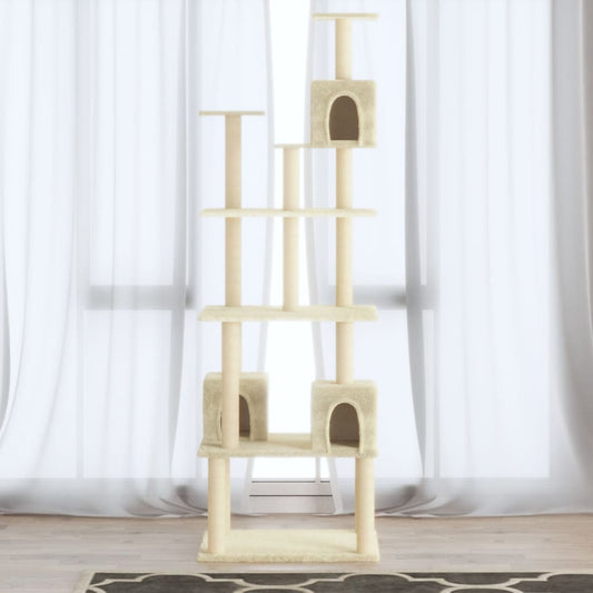 Berkfield Cat Tree with Sisal Scratching Posts Cream 188 cm