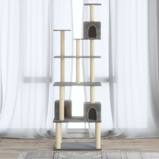 Berkfield Cat Tree with Sisal Scratching Posts Light Grey 188 cm
