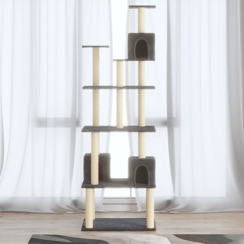 Berkfield Cat Tree with Sisal Scratching Posts Dark Grey 188 cm