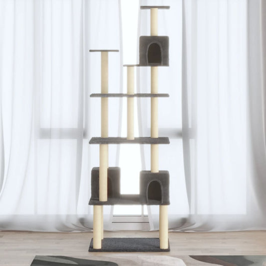 Berkfield Cat Tree with Sisal Scratching Posts Dark Grey 188 cm