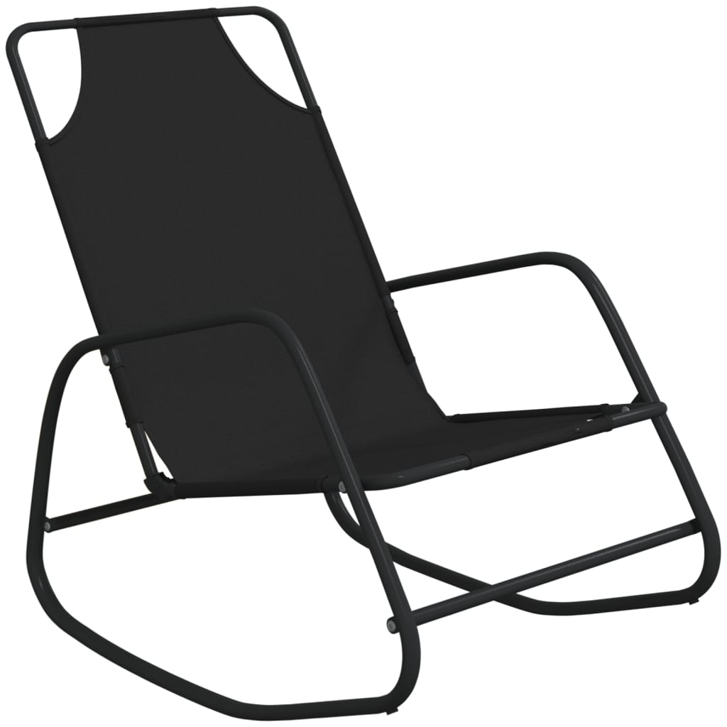 Berkfield Rocking Sun Loungers 2 pcs Black Steel and Textilene