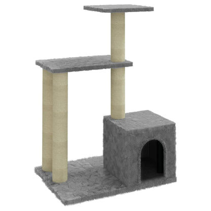 Berkfield Cat Tree with Sisal Scratching Posts Light Grey 71 cm