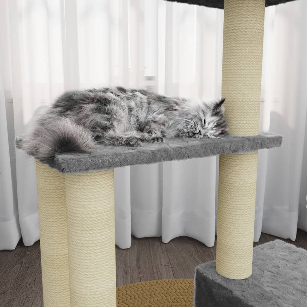 Berkfield Cat Tree with Sisal Scratching Posts Light Grey 71 cm