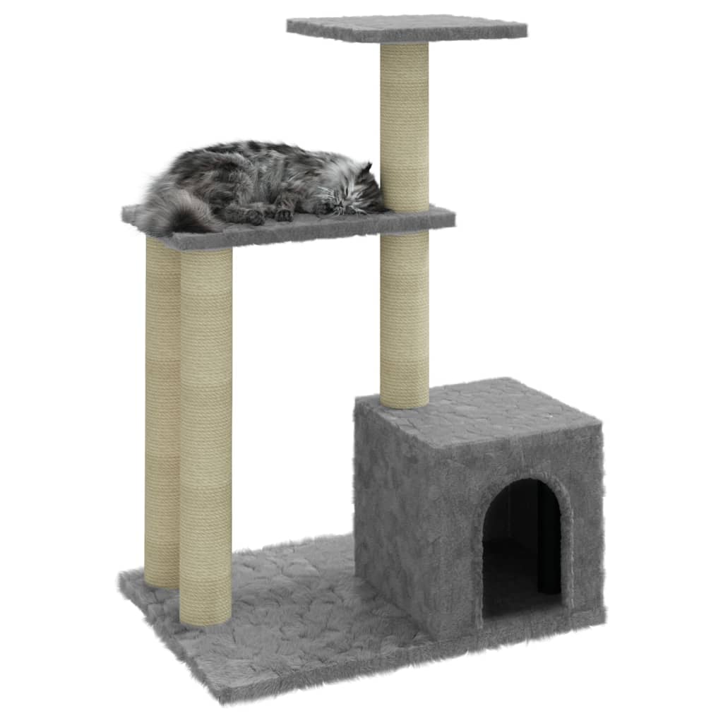Berkfield Cat Tree with Sisal Scratching Posts Light Grey 71 cm
