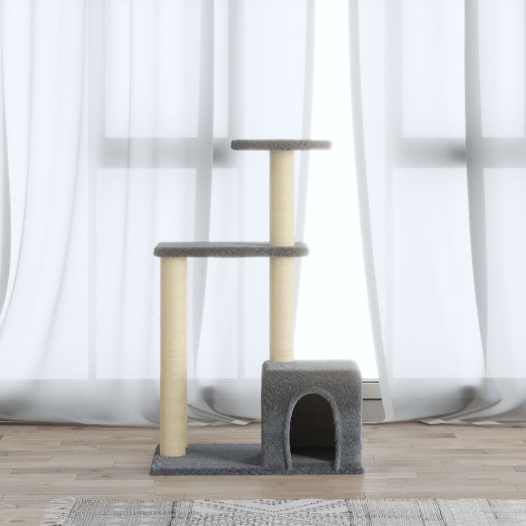 Berkfield Cat Tree with Sisal Scratching Posts Light Grey 71 cm