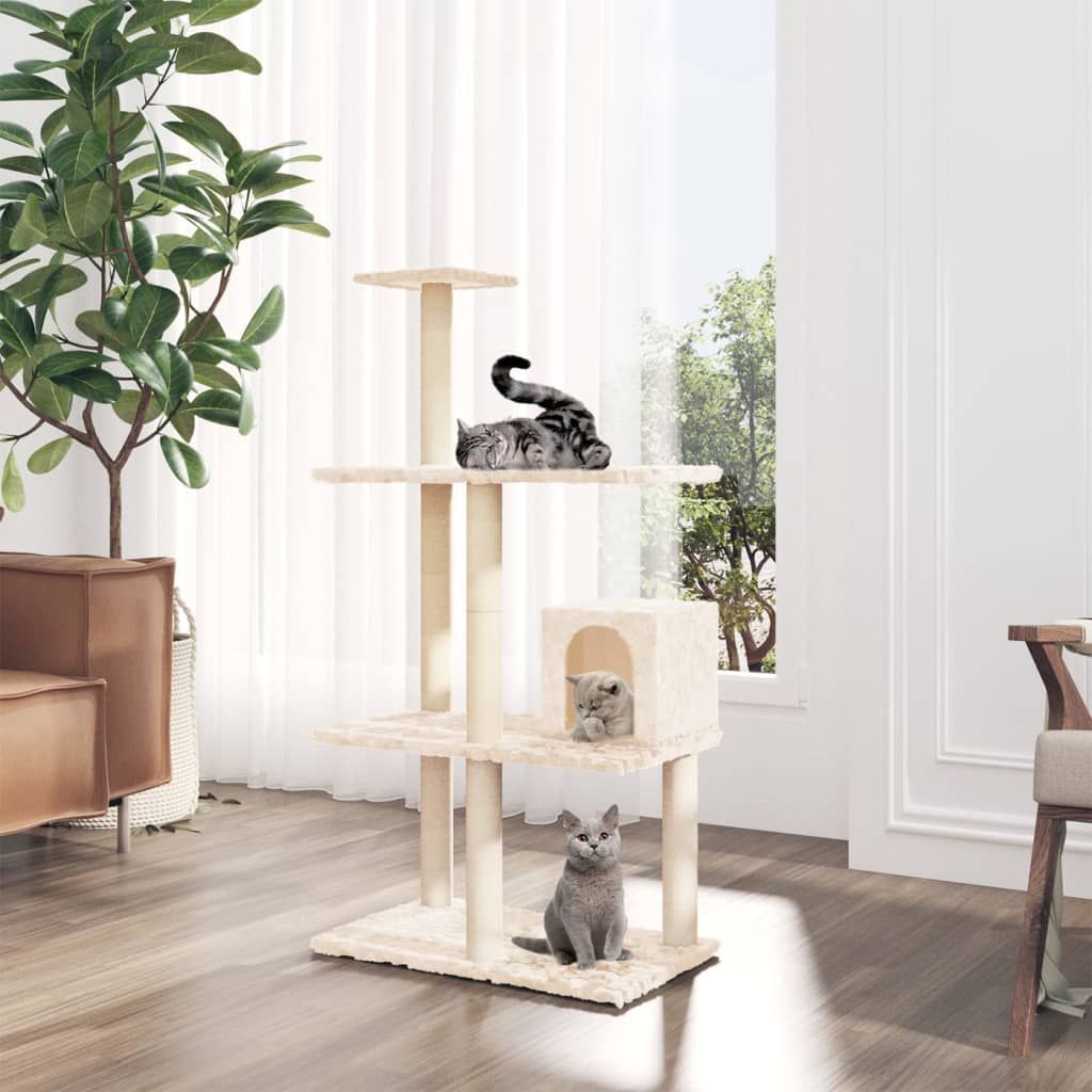 Berkfield Cat Tree with Sisal Scratching Posts Cream 119 cm