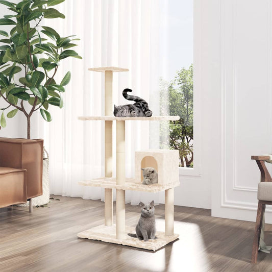 Berkfield Cat Tree with Sisal Scratching Posts Cream 119 cm