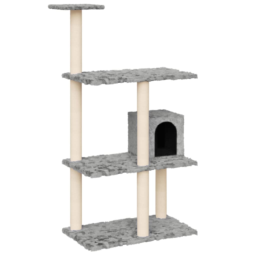 Berkfield Cat Tree with Sisal Scratching Posts Light Grey 119 cm