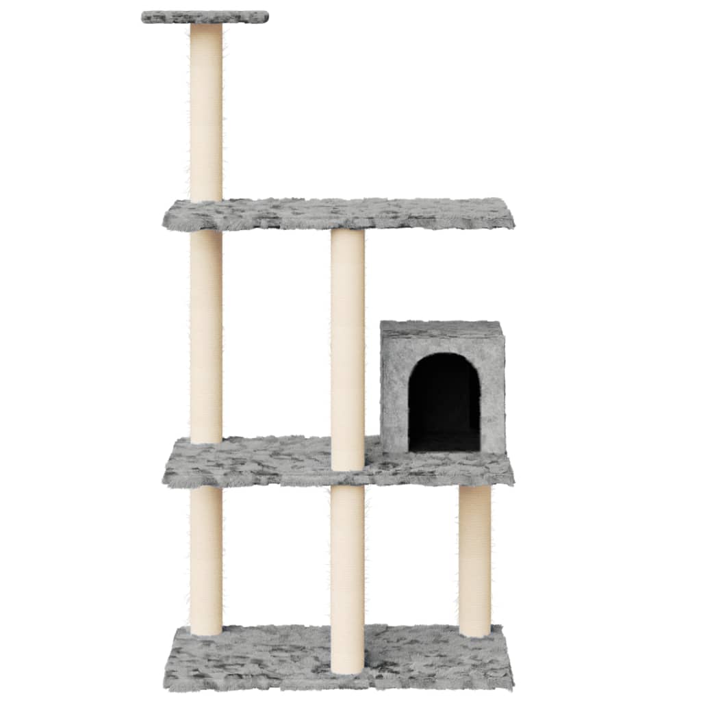 Berkfield Cat Tree with Sisal Scratching Posts Light Grey 119 cm