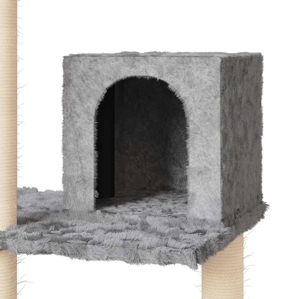 Berkfield Cat Tree with Sisal Scratching Posts Light Grey 119 cm