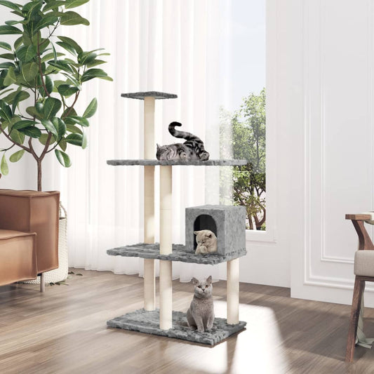 Berkfield Cat Tree with Sisal Scratching Posts Light Grey 119 cm