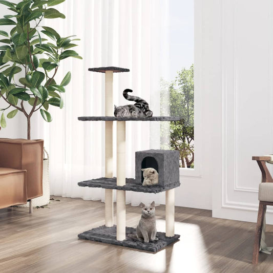 Berkfield Cat Tree with Sisal Scratching Posts Dark Grey 119 cm