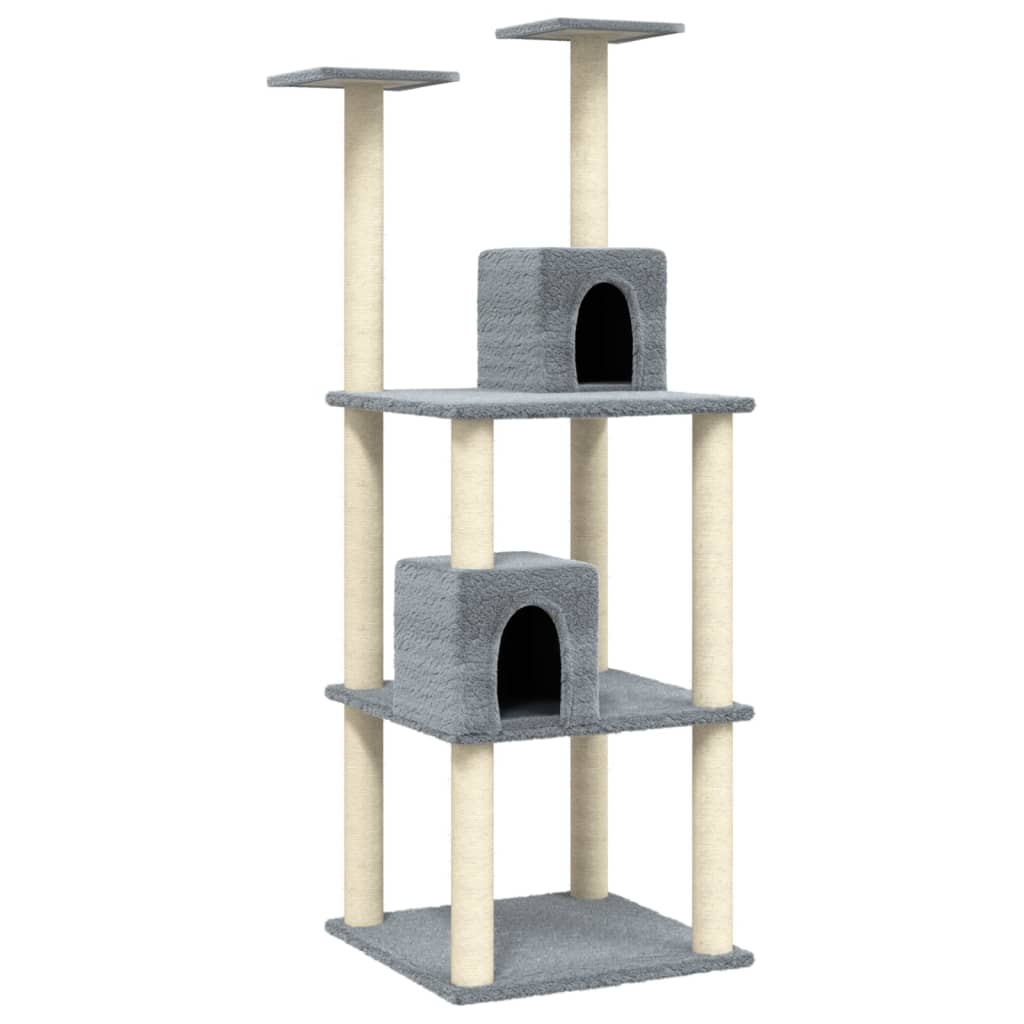 Berkfield Cat Tree with Sisal Scratching Posts Light Grey 141 cm
