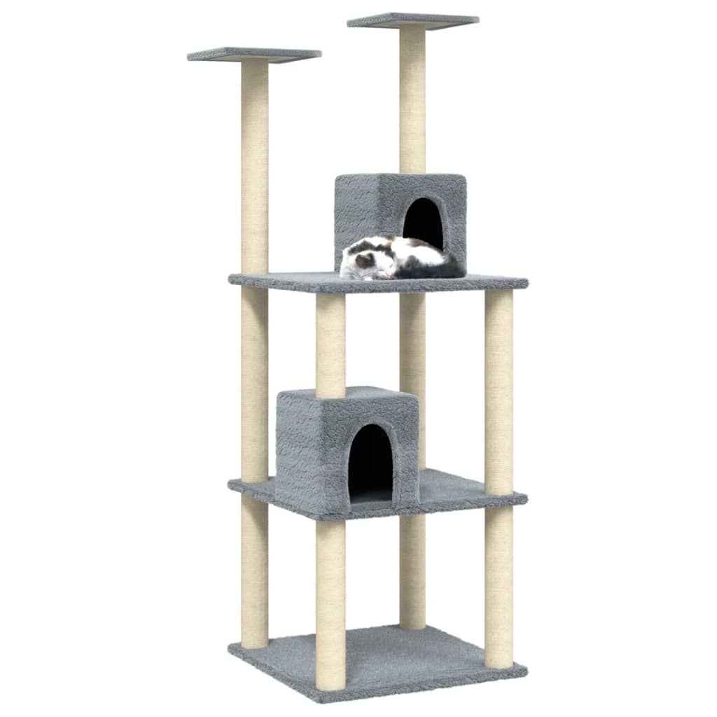 Berkfield Cat Tree with Sisal Scratching Posts Light Grey 141 cm