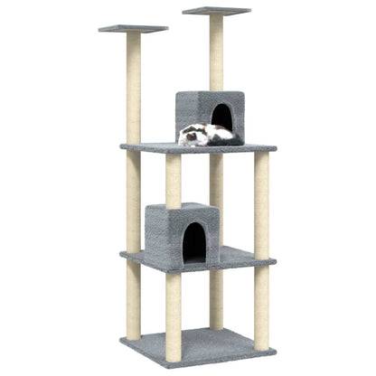 Berkfield Cat Tree with Sisal Scratching Posts Light Grey 141 cm