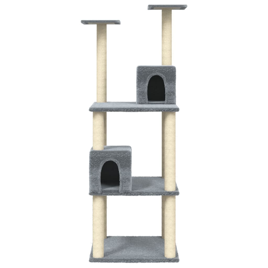 Berkfield Cat Tree with Sisal Scratching Posts Light Grey 141 cm
