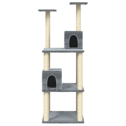 Berkfield Cat Tree with Sisal Scratching Posts Light Grey 141 cm