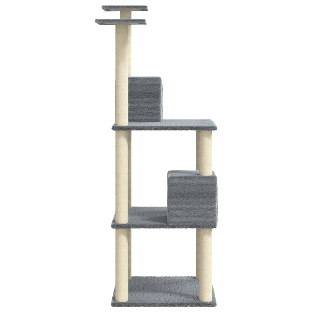 Berkfield Cat Tree with Sisal Scratching Posts Light Grey 141 cm