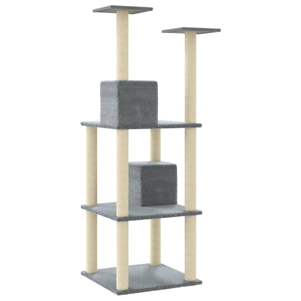 Berkfield Cat Tree with Sisal Scratching Posts Light Grey 141 cm