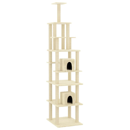 Berkfield Cat Tree with Sisal Scratching Posts Cream 216 cm